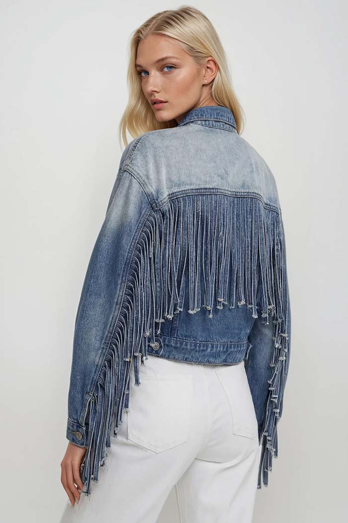 Premium Fringed Denim Jacket