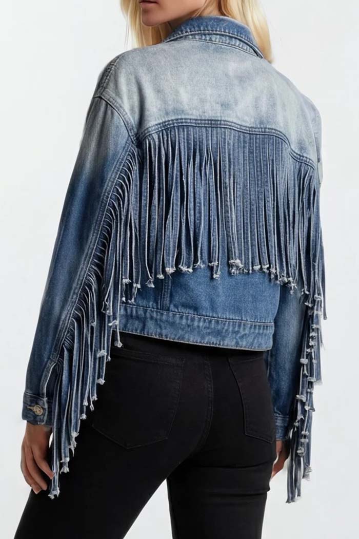 Premium Fringed Denim Jacket