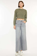 High Rise Palazzo Crop Jeans