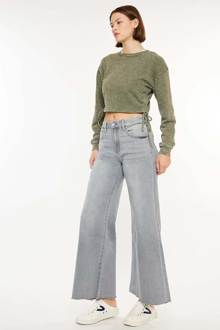 High Rise Palazzo Crop Jeans