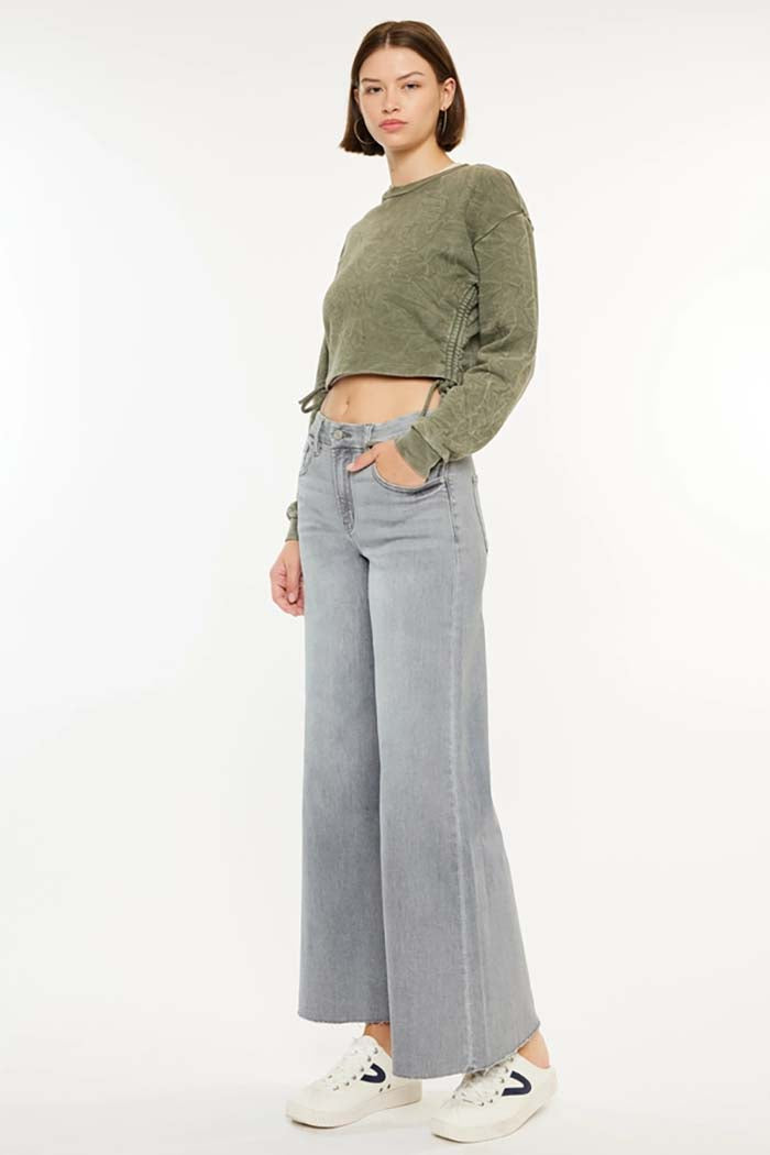 High Rise Palazzo Crop Jeans