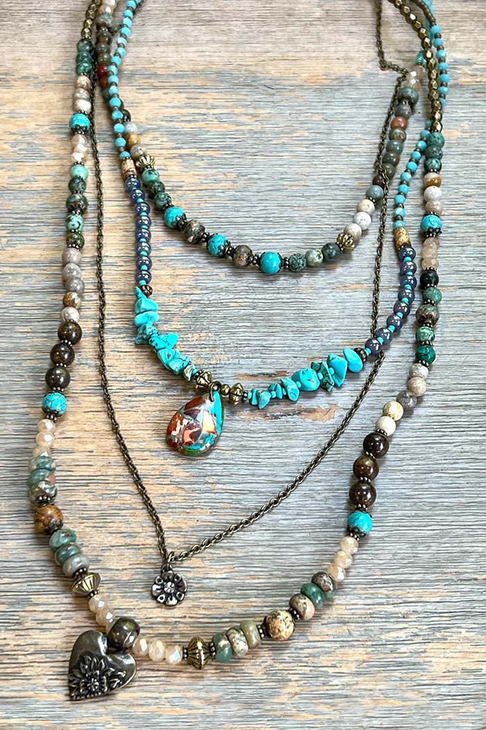 Four Layer Boho Charm Necklace