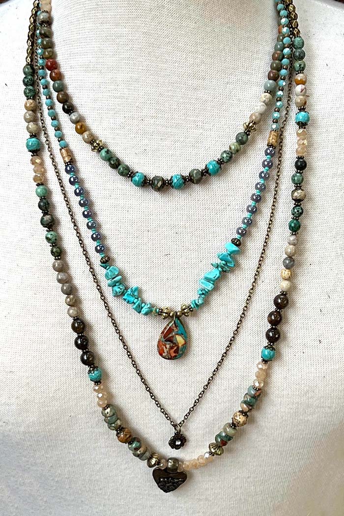 Four Layer Boho Charm Necklace