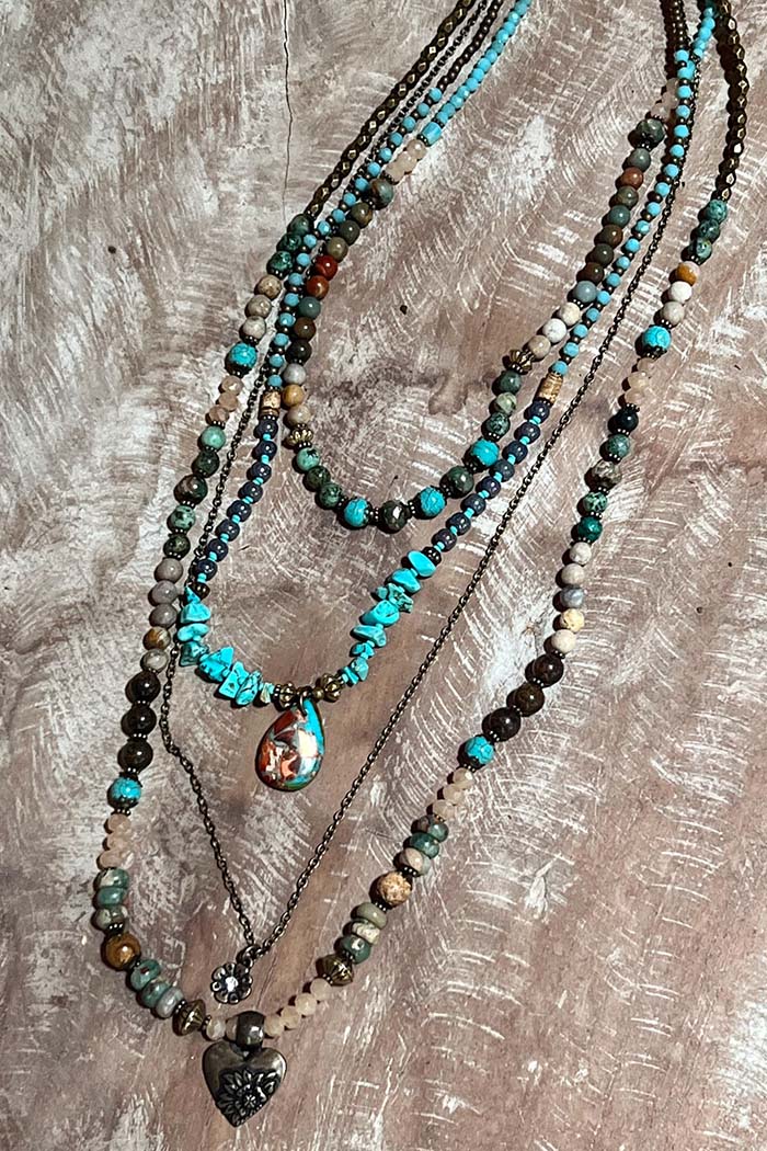 Four Layer Boho Charm Necklace