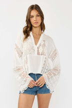 Lace Bell Sleeve Blouse