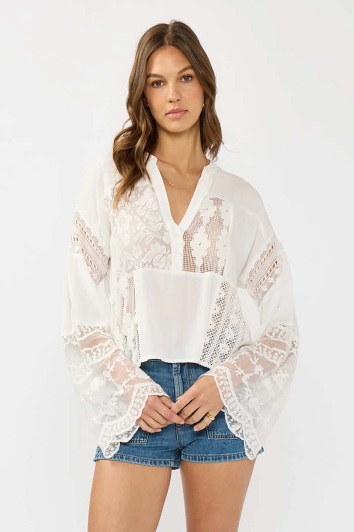 Lace Bell Sleeve Blouse