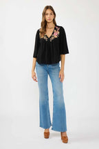 Floral Yoke V-Neck Top