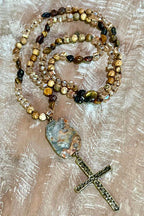 Jasper Stone Cross Necklace