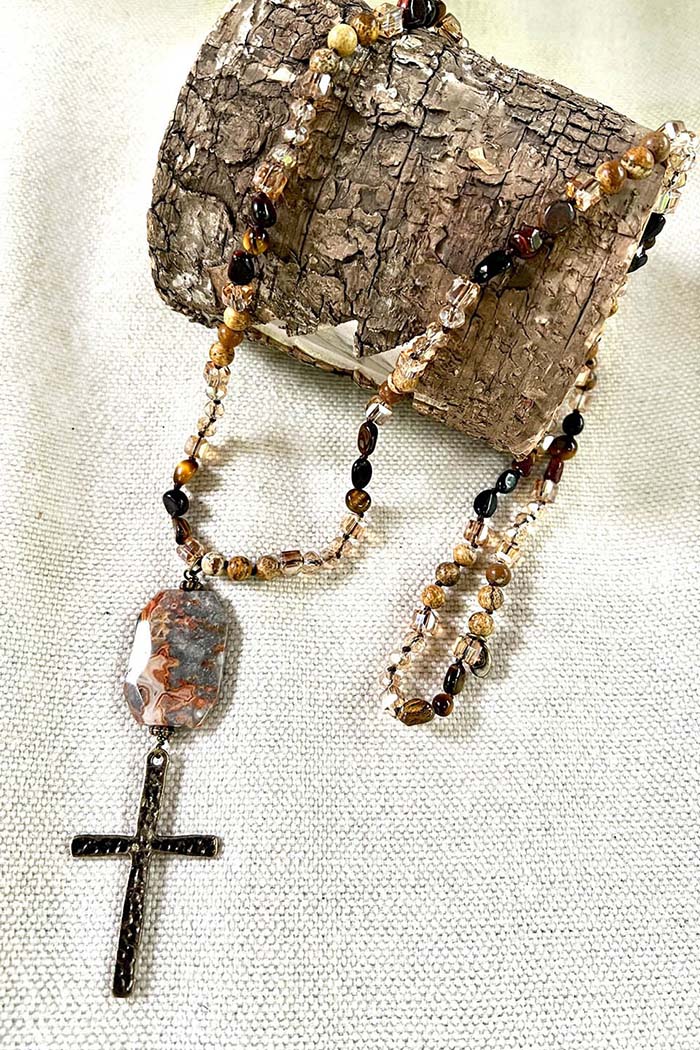 Jasper Stone Cross Necklace
