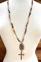Jasper Stone Cross Necklace