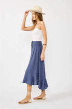 Button-Front Midi Skirt
