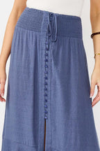 Button-Front Midi Skirt