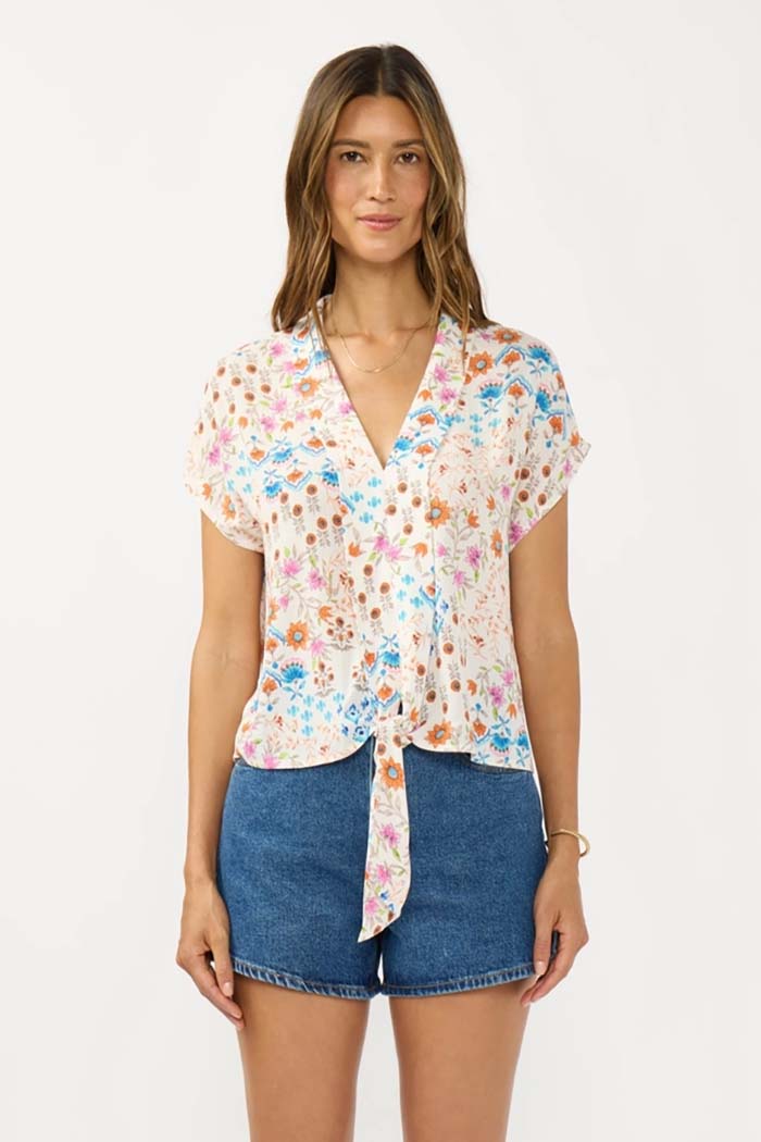 Floral Tie-Front Crop Top