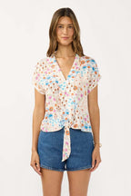 Floral Tie-Front Crop Top