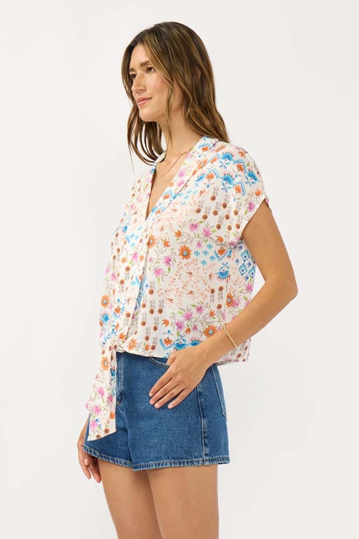 Floral Tie-Front Crop Top