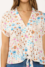 Floral Tie-Front Crop Top