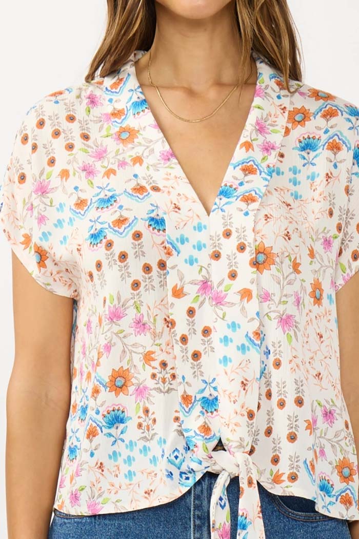 Floral Tie-Front Crop Top