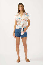 Floral Tie-Front Crop Top