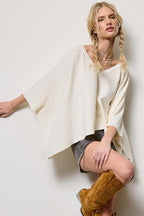 Asymmetric Knit Poncho Top