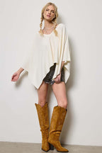 Asymmetric Knit Poncho Top
