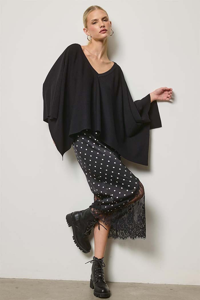 Asymmetric Knit Poncho Top