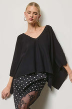 Asymmetric Knit Poncho Top