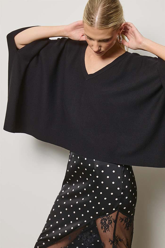 Asymmetric Knit Poncho Top