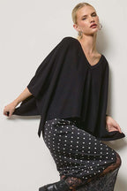 Asymmetric Knit Poncho Top
