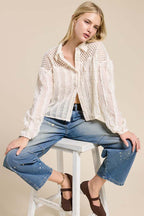 Sheer Lace Button-Down Shirt