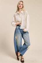 Sheer Lace Button-Down Shirt
