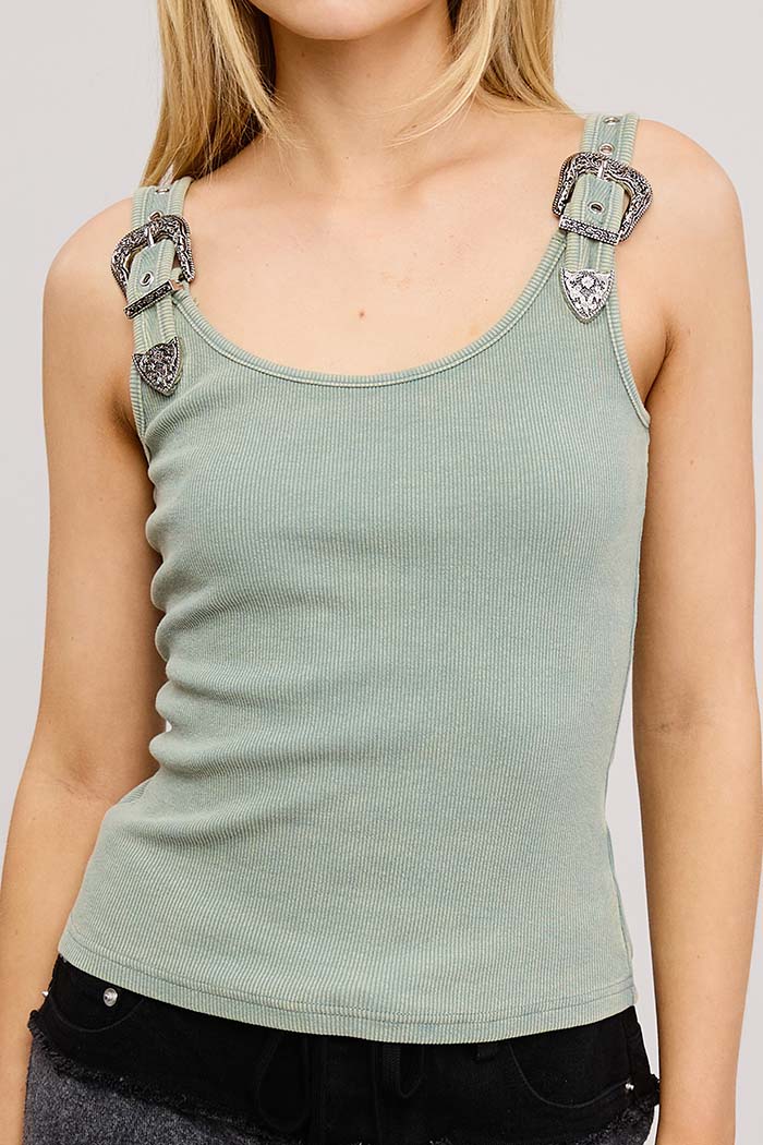Western Silver Belt Trim Tank Top