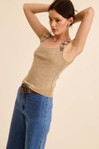 Western Silver Belt Trim Tank Top
