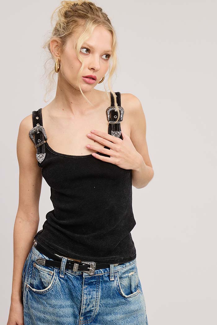 Western Silver Belt Trim Tank Top