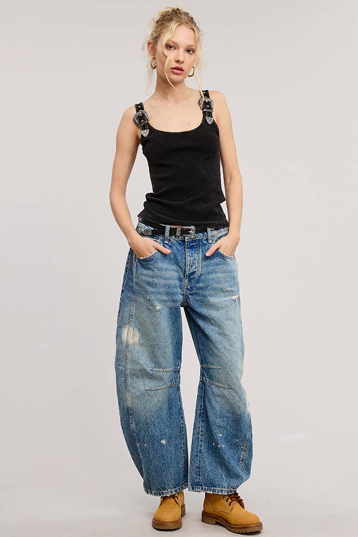 Western Silver Belt Trim Tank Top