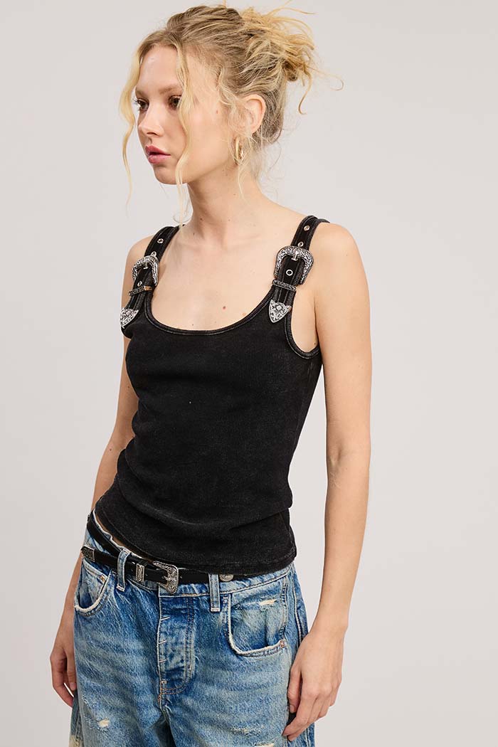 Western Silver Belt Trim Tank Top