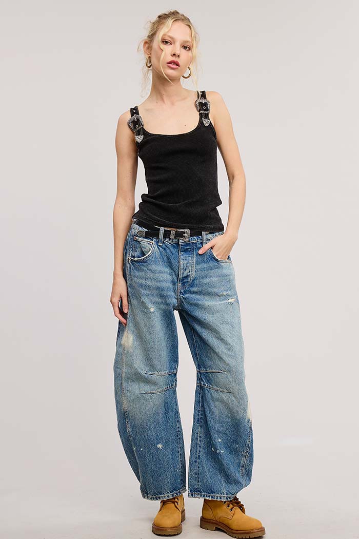 Western Silver Belt Trim Tank Top