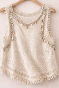 Beaded Embellishments Hand-Crocheted Top