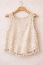 Beaded Embellishments Hand-Crocheted Top