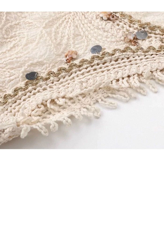 Beaded Embellishments Hand-Crocheted Top