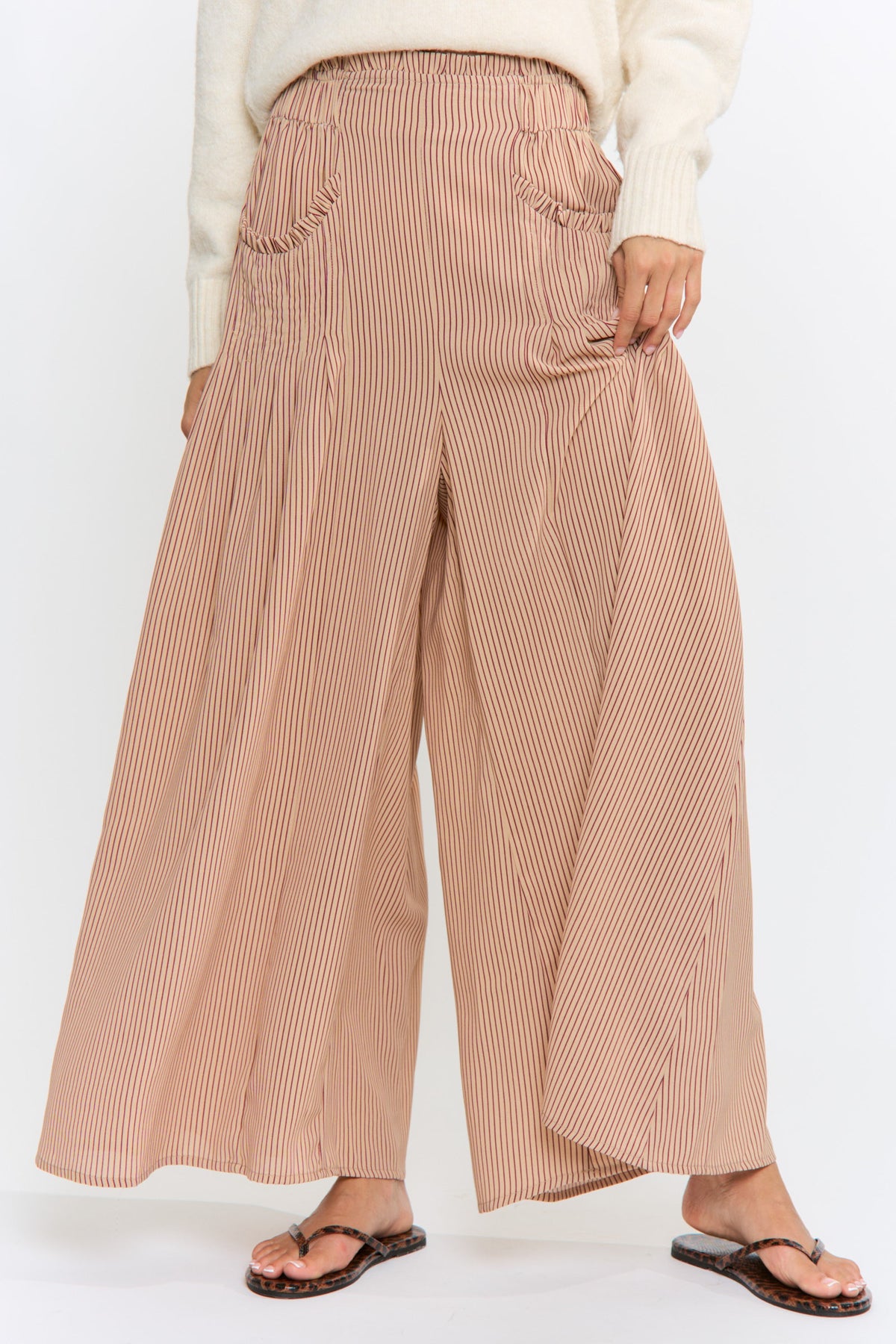 Wide Leg Pinstripe Palazzo Pants