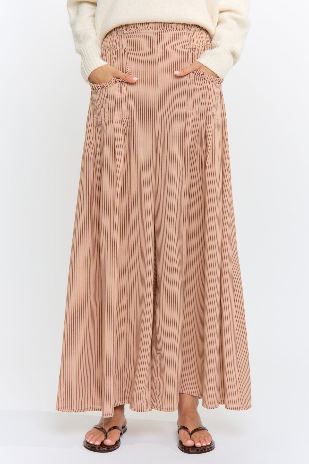 Wide Leg Pinstripe Palazzo Pants