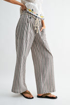 Linen Blend Wide Leg Pants