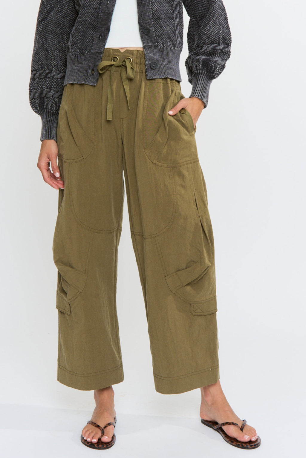 Wide-Leg Tencel Cargo Pants