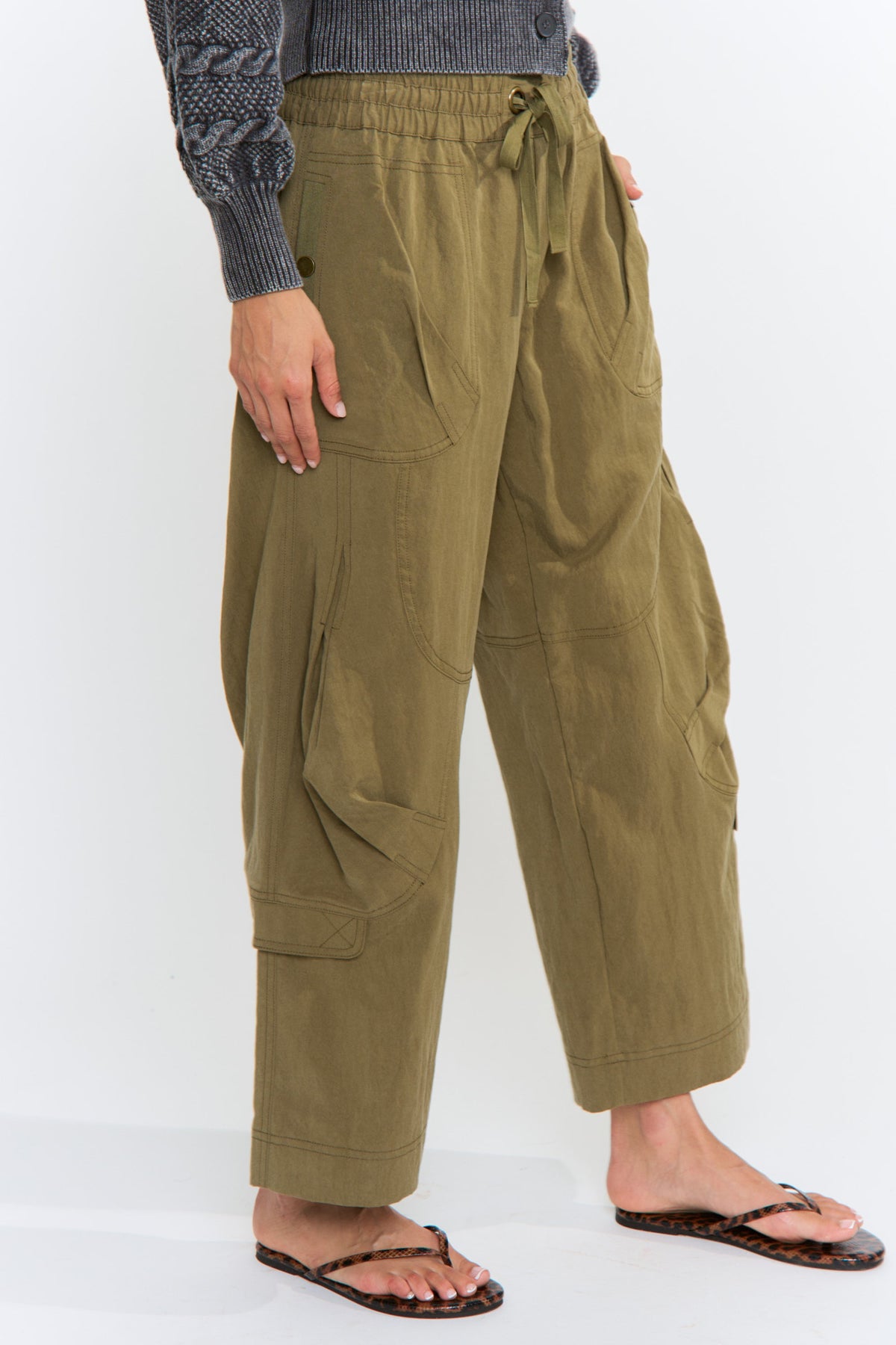 Wide-Leg Tencel Cargo Pants