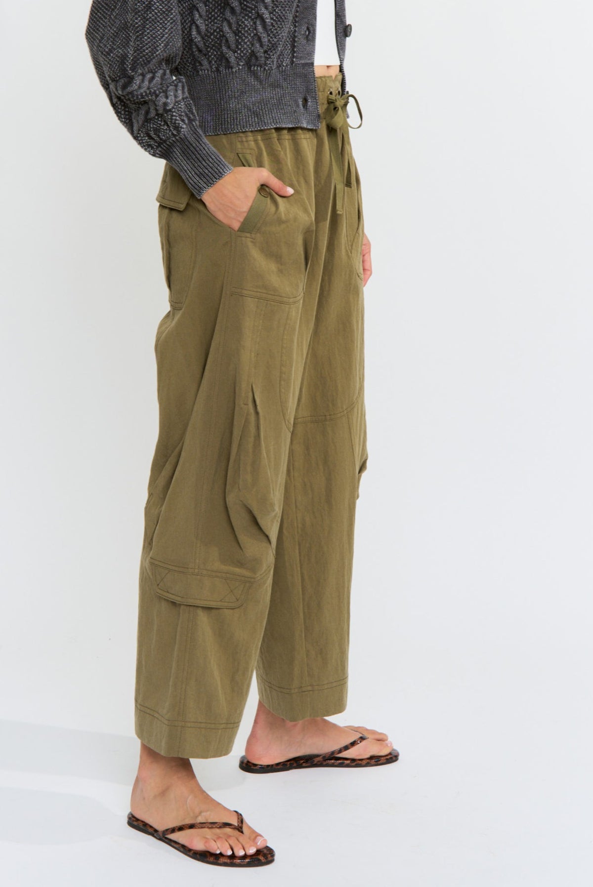 Wide-Leg Tencel Cargo Pants