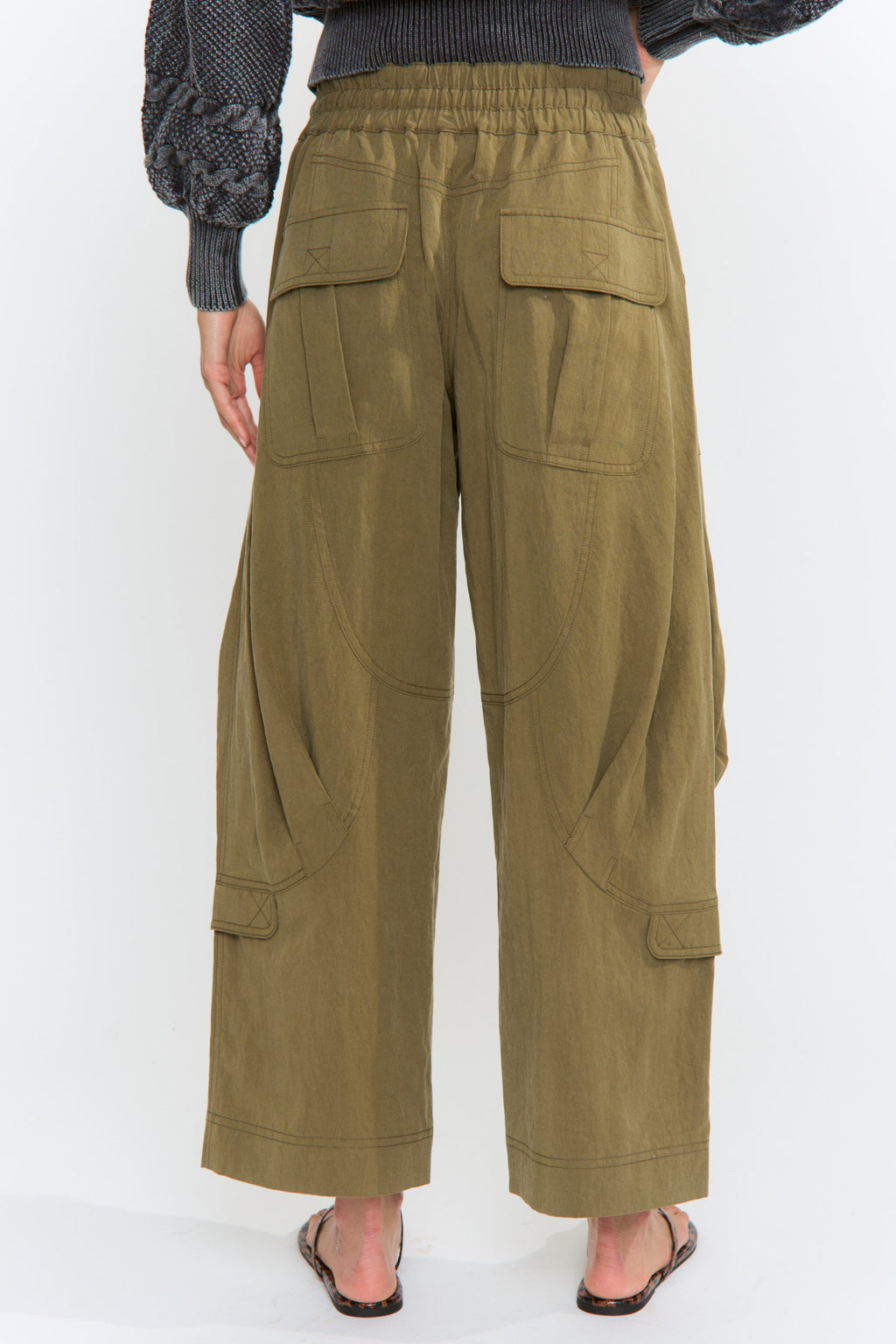 Wide-Leg Tencel Cargo Pants