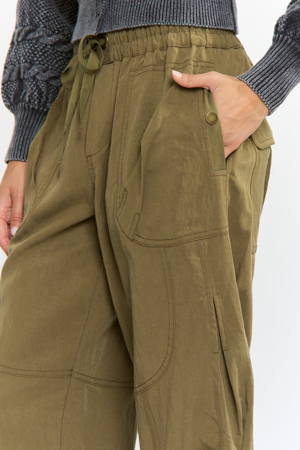 Wide-Leg Tencel Cargo Pants