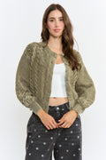 Vintage Wash Cable Knit Cardigan