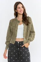 Vintage Wash Cable Knit Cardigan