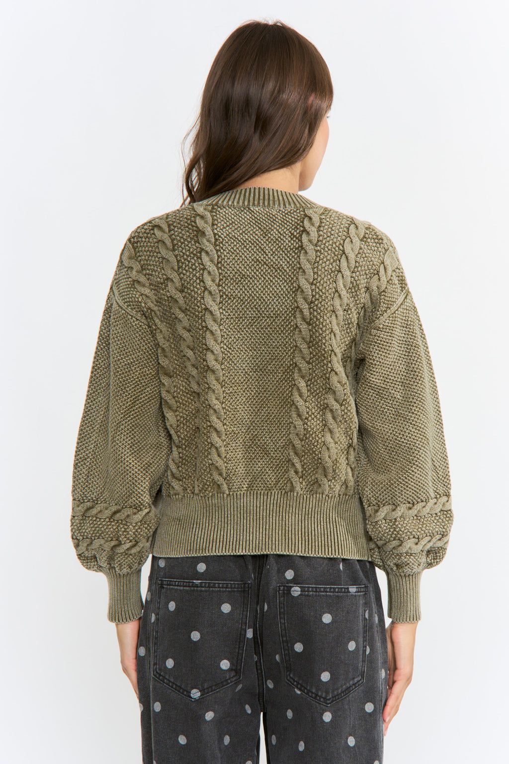 Vintage Wash Cable Knit Cardigan